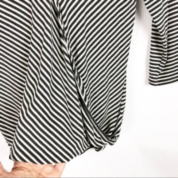 eri + ali | Anthropologie Grey White Stripe Top - Picture 8 of 8